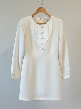 Vintage Simon Chang Ivory Sheath Dress with Decorative Front Placket